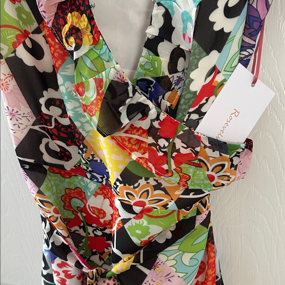 Colorful Patchwork Asymmetrical Wrap Around Dress - image 6